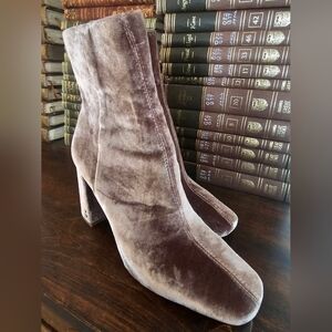 Sam Edelman Pink Velvet Ankle Boots Block Heel Size 9.5​